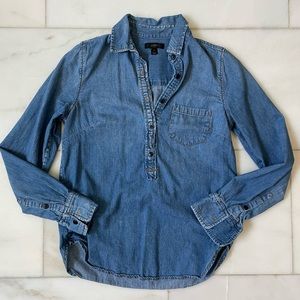 JCrew Half Button Denim Top